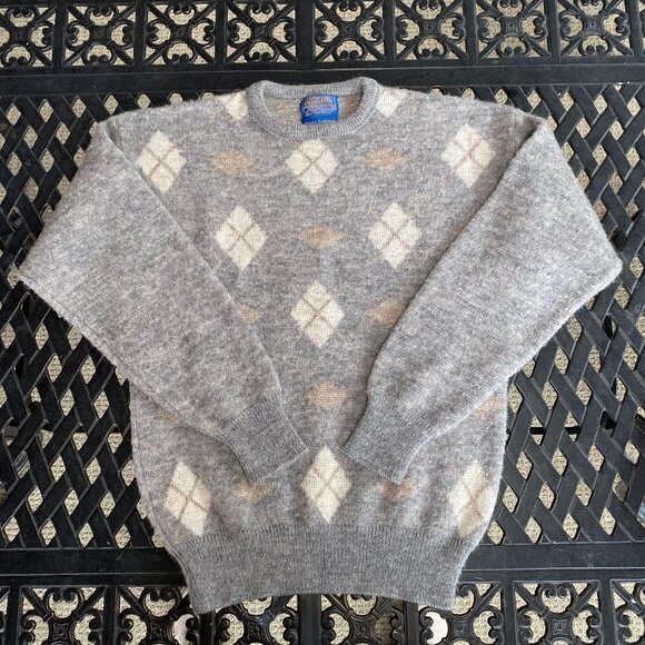Pendleton Country Traditionals 100% Virgin Wool Argyle Sweater - Vintage - Picture 1 of 14